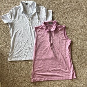 Callaway White and Pink Zip-Up Golf Polo Shirts